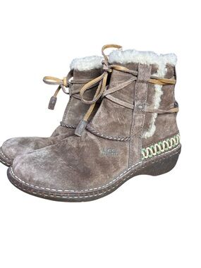 UGG Cove Brown Suede and Shearling Moto Boots - Women’s Sz 8